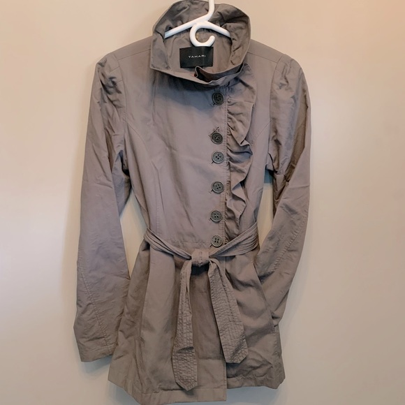 Tahari light Grey trench coat Size M - Picture 1 of 4